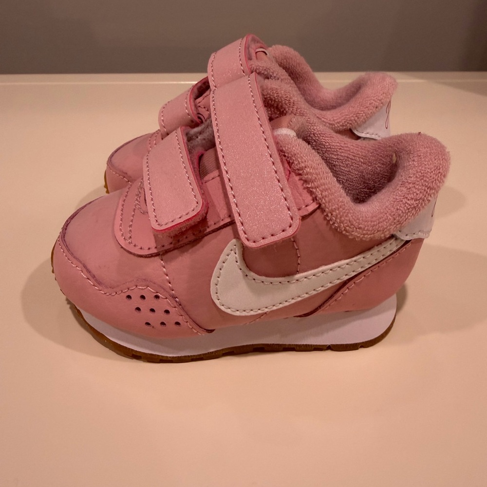 Nike Kids Pink and White Velcro Sneakers